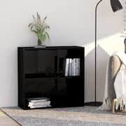 2-Tier Book Cabinet High Gloss Black Chipboard