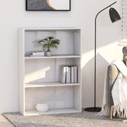 3-Tier Book Cabinet High Gloss White 80x30x114 cm Chipboard