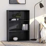 3-Tier Book Cabinet High Gloss Grey 80x30x114 cm Chipboard