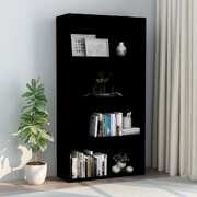 4-Tier Book Cabinet Black 80x30x151.5 cm Chipboard
