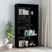 4-Tier Book Cabinet High Gloss Black 80x30x151.5 cm Chipboard