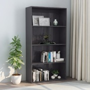 4-Tier Book Cabinet High Gloss Grey 80x30x151.5 cm Chipboard