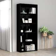 5-Tier Book Cabinet High Gloss Black  Chipboard