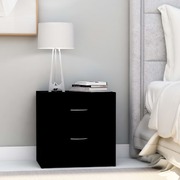 Bedside Cabinets 2 pcs Black - Engineered Wood