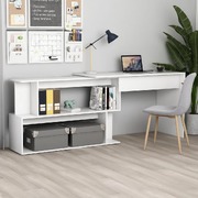 Stylish White Engineered Wood Corner Desk for a Sleek Office Look
