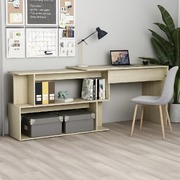 Modern Sonoma Oak Engineered Wood Corner Desk Space-Durable and Stylish