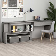 Versatile Concrete Grey Corner Desk High-Quality Engineered Wood for Office