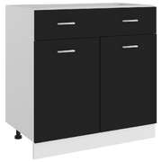 Stylish Drawer Bottom Cabinet in Black Engineered Wood Perfect Storage