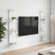 White Wall Shelf Set 2pc Engineered Wood | EXTG