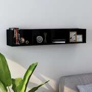 CD Wall Shelf High Gloss Black 100x18x18 cm Chipboard