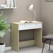 Desk White and Sonoma Oak 80x40x75 cm Chipboard