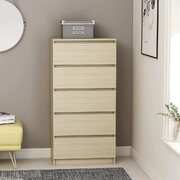 Drawer Sideboard Sonoma Oak 60x35x121 cm Chipboard