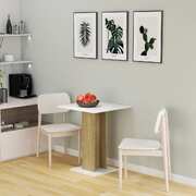 Bistro Table White and Sonoma Oak 60x60x75 cm Chipboard