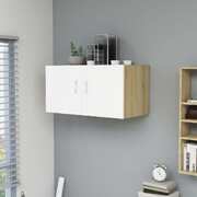 Wall Mounted Cabinet White and Sonoma Oak 80x39x40 cm Chipboard