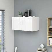 Wall Mounted Cabinet High Gloss White 80x39x40 cm Chipboard