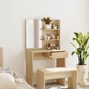 Dressing Table with Mirror White Vanity - Cosmetic Desk with Storage