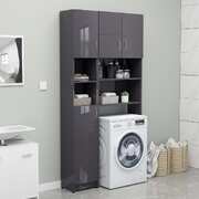 Bathroom Cabinet High Gloss Grey 32x25.5x190 cm Chipboard