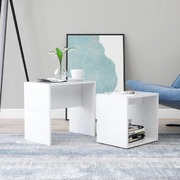 Coffee Table Set High Gloss White 48x30x45 cm Chipboard