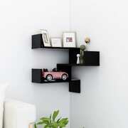 Wall Corner Shelf Black Engineered Wood
