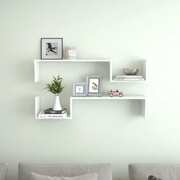 Wall Shelves 2 pcs White Engineered Wood