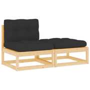 2 Piece Garden Lounge Set with Cushions Solid Pinewood
