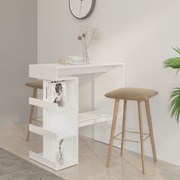 Bar Table With 3 Storage Rack High Gloss White