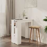 Bar Table With Shelf White Chipboard