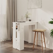 Bar Table With Shelf High Gloss White Chipboard