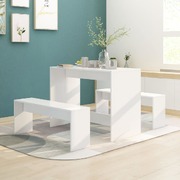3 Piece Kitchen Dining Set White Chipboard