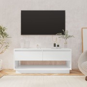 Tv Cabinet Stand High Gloss White Chipboard