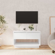 Tv Cabinet With 2 Drawers High Gloss White Chipboard