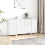 Sideboard Cabinet & Storage High Gloss White Chipboard