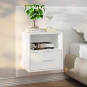 Wall Bedside Cabinet White Engineered Wood