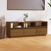 Tv Cabinet Honey Brown Solid Wood Pine