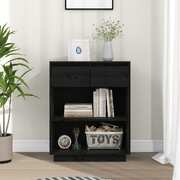 Console Cabinet Buffets Black Solid Wood Pine