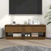 TV Stand Cabinet Honey Brown Solid Wood Pine