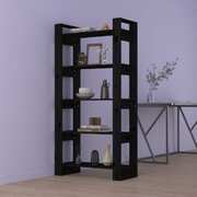 Book Cabinet/Room Divider Black Solid Wood