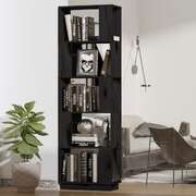 Book Cabinet/Standing Shelves Black Solid Wood Pine