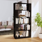 Book Cabinet/Shelving Black Solid Wood Pine