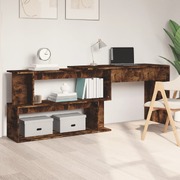 Smoked Oak Engineered Wood Corner Desk A Stylish Addition to Any  Office