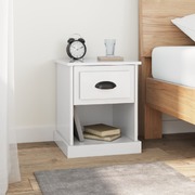 Luminous Aura: High Gloss White Engineered Wood Bedside Cabinet