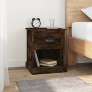 Smoky Serenade: Set of 2 Smoked Oak Engineered Wood Bedside Cabinets