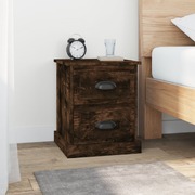 Duo of Embers: Set of 2 Smoked Oak Engineered Wood Bedside Cabinets