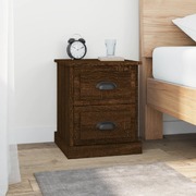 Duo of Chestnut Charm: Set of 2 Brown Oak Engineered Wood Bedside Cabinets