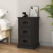 Nocturnal Allure: Black Engineered Wood Bedside Cabinet