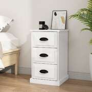 Glossy Reverie: High Gloss White Engineered Wood Bedside Cabinet