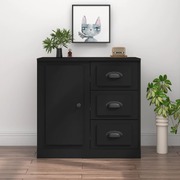 Modern Black Engineered Wood Sideboard: Functional and Chic