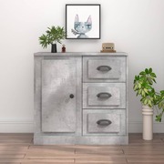 Modern Concrete Grey Engineered Wood Sideboard: Functional and Chic
