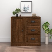 Modern Brown Oak Engineered Wood Sideboard: Functional and Chic