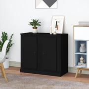 Elegant Black Engineered Wood Sideboard - Set of 2 | Stylish Home Furniture